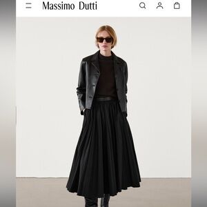 Massimo dutti PLEATED SKIRT WITH LEATHER DETAIL